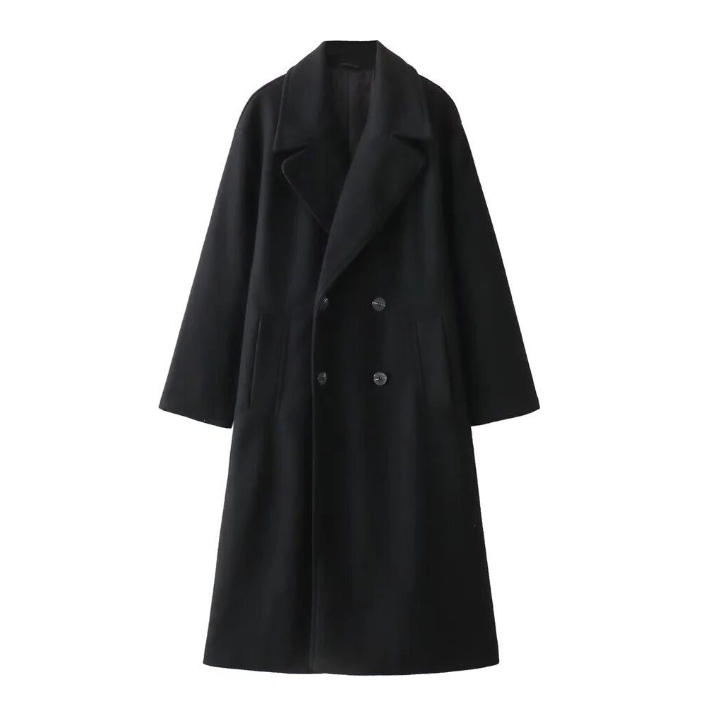 Double-Breasted Wool Overcoat for Women