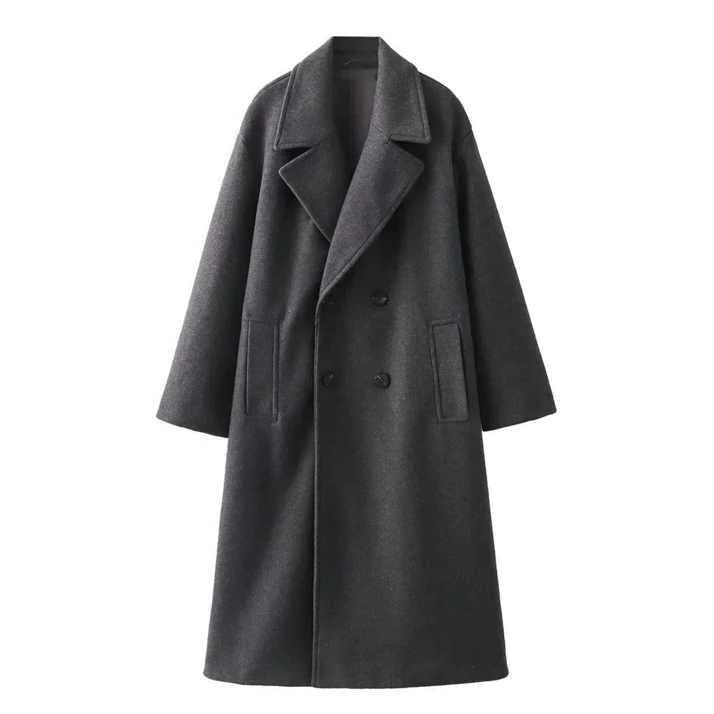 Double-Breasted Wool Overcoat for Women