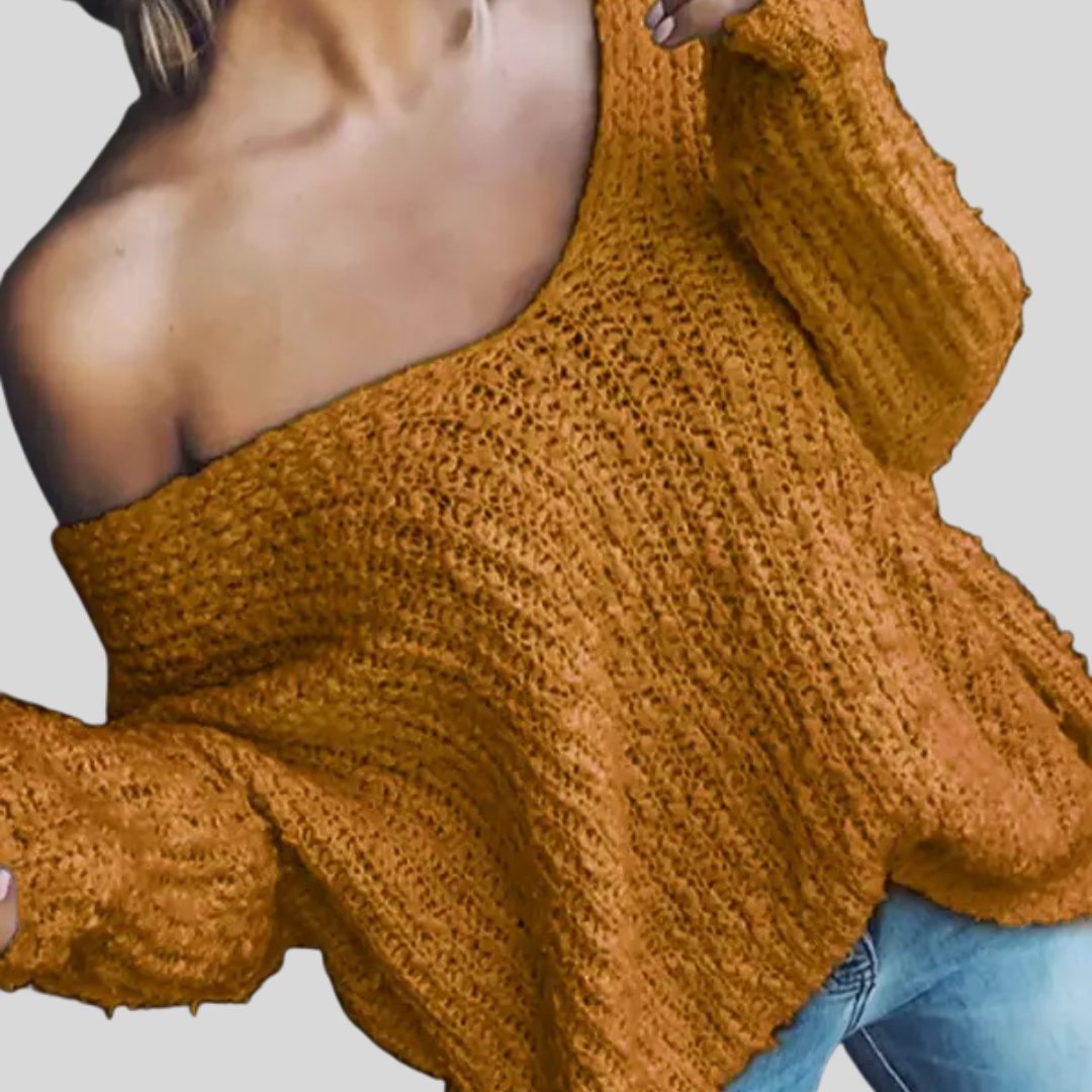 Drop Shoulder Long Sleeve Sweater for Women - Yellow