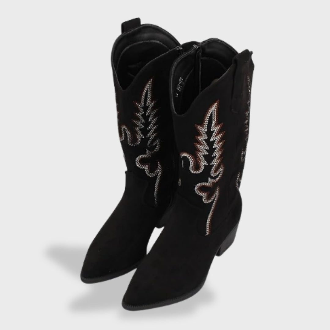 Embroidered Suede Cowboy Boots for Women - View 10