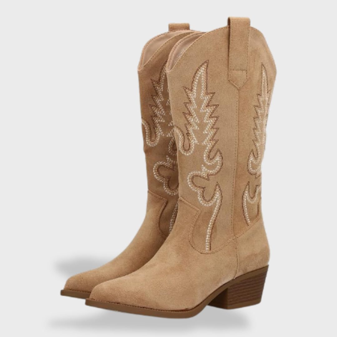 Embroidered Suede Cowboy Boots for Women