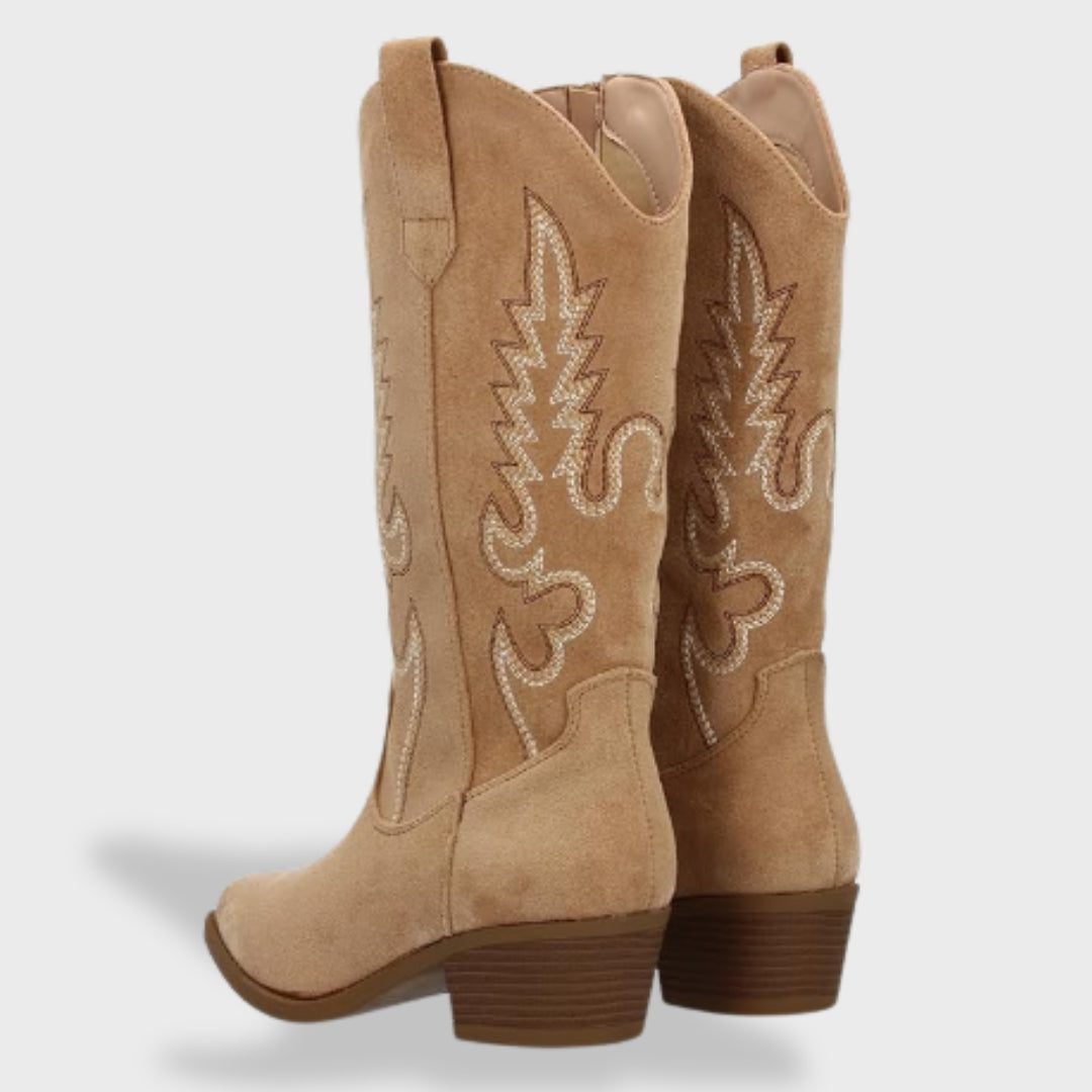 Embroidered Suede Cowboy Boots for Women - View 3