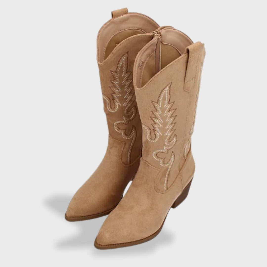 Embroidered Suede Cowboy Boots for Women - View 4