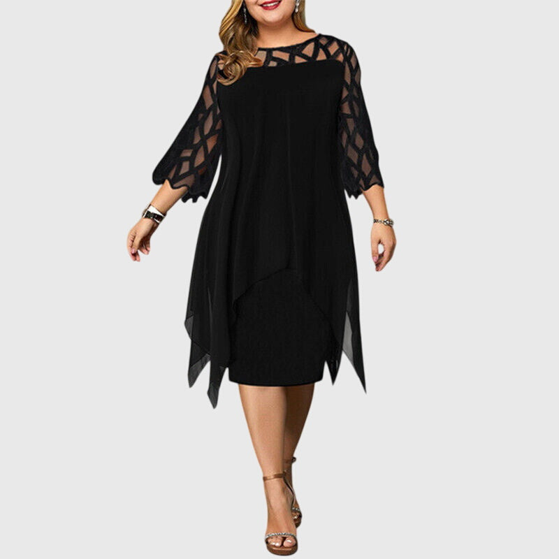 Lace Sleeve Handkerchief Hem Dress for Women