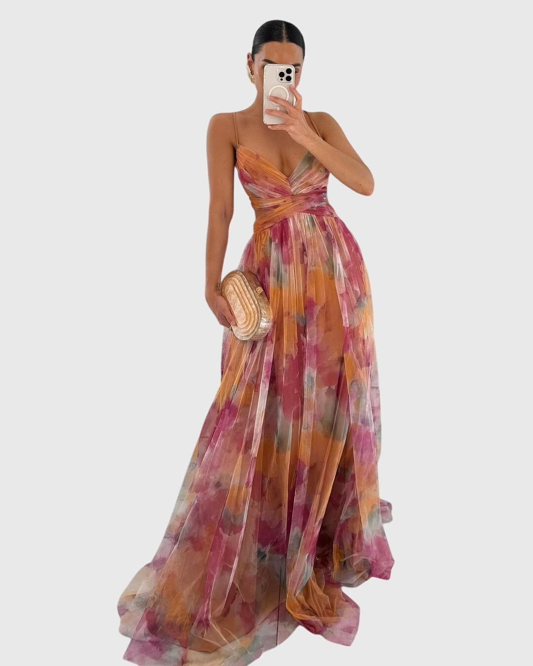 Floral Pleated Maxi Dress for Women