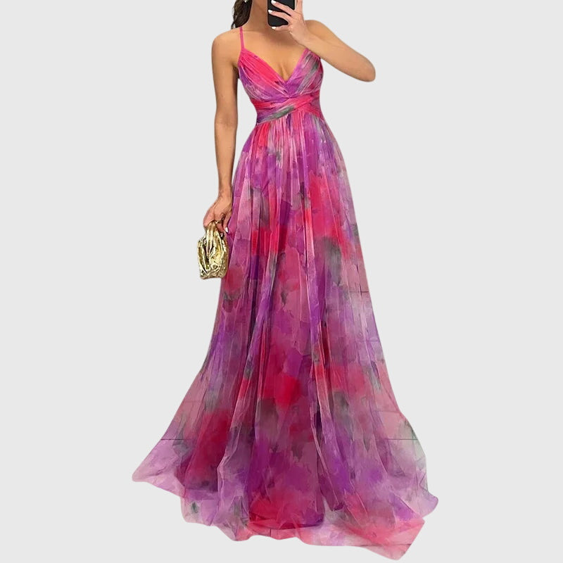 Floral Pleated Maxi Dress for Women