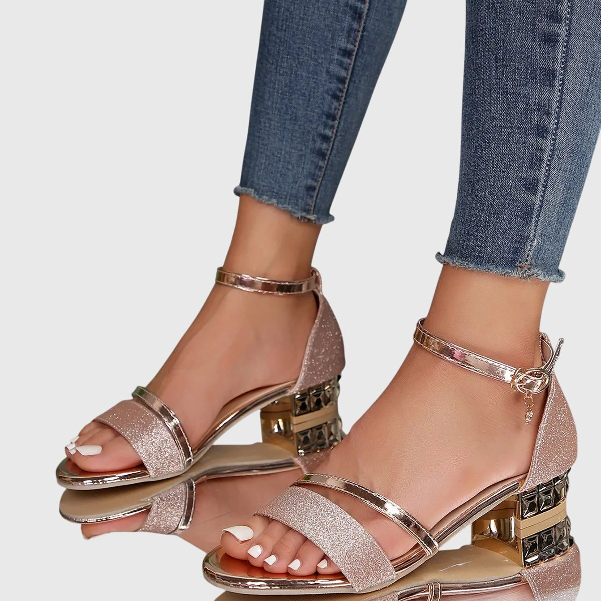 Open Toe Block Heel Sandals for Women