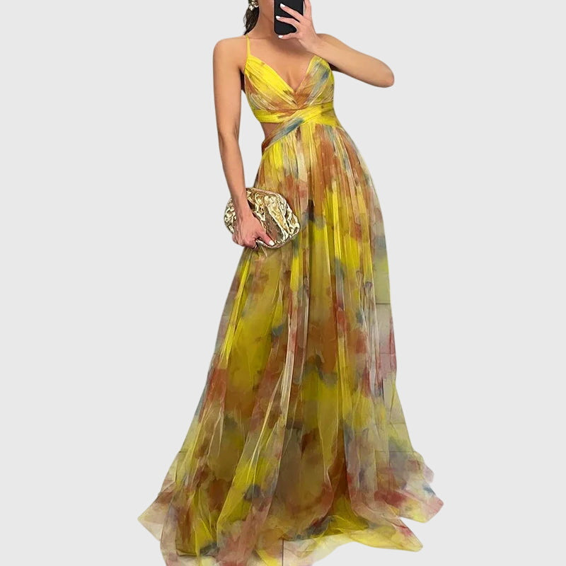 Floral Pleated Maxi Dress for Women
