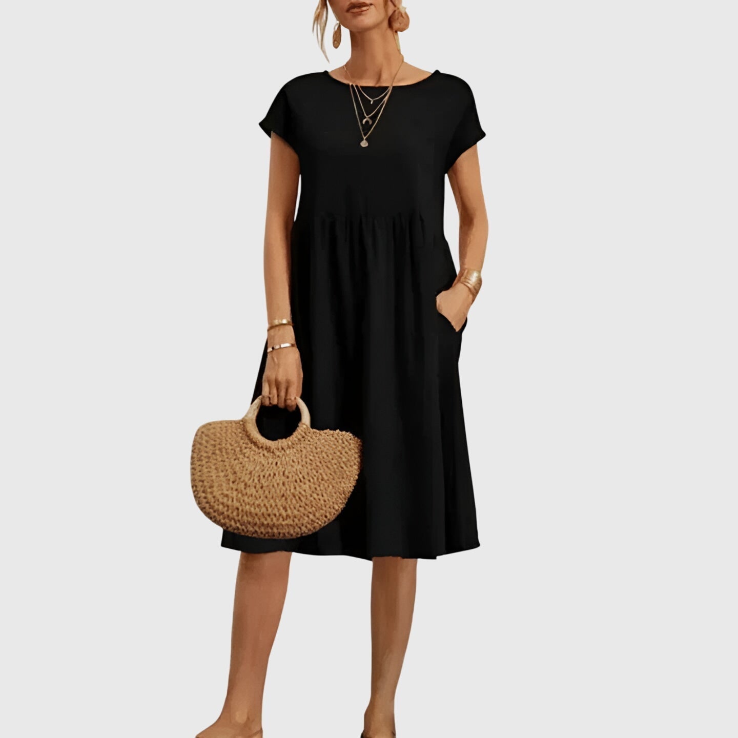 Short Sleeve Midi Dress for Women