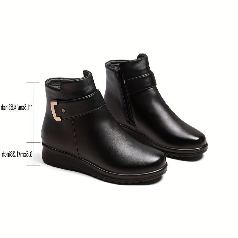 Fleece-Lined Buckle Ankle Boots for Women - View 4