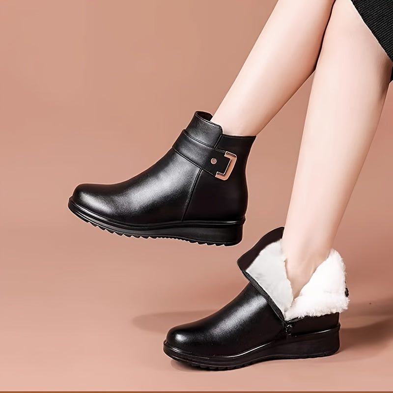 Fleece-Lined Buckle Ankle Boots for Women - View 5