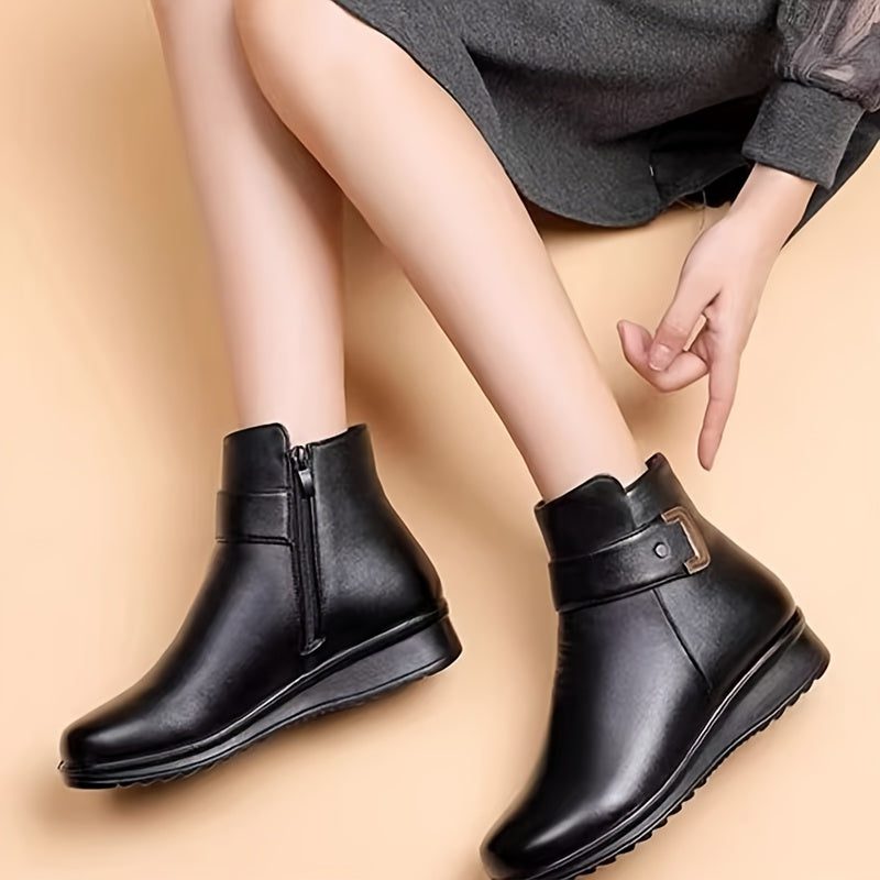 Fleece-Lined Buckle Ankle Boots for Women - View 6