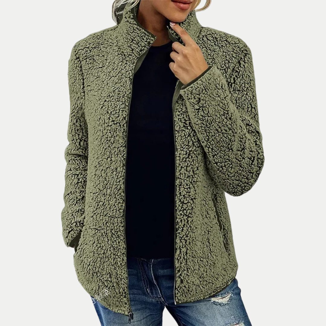 Fleece Zip-Up Jacket for Women - Green