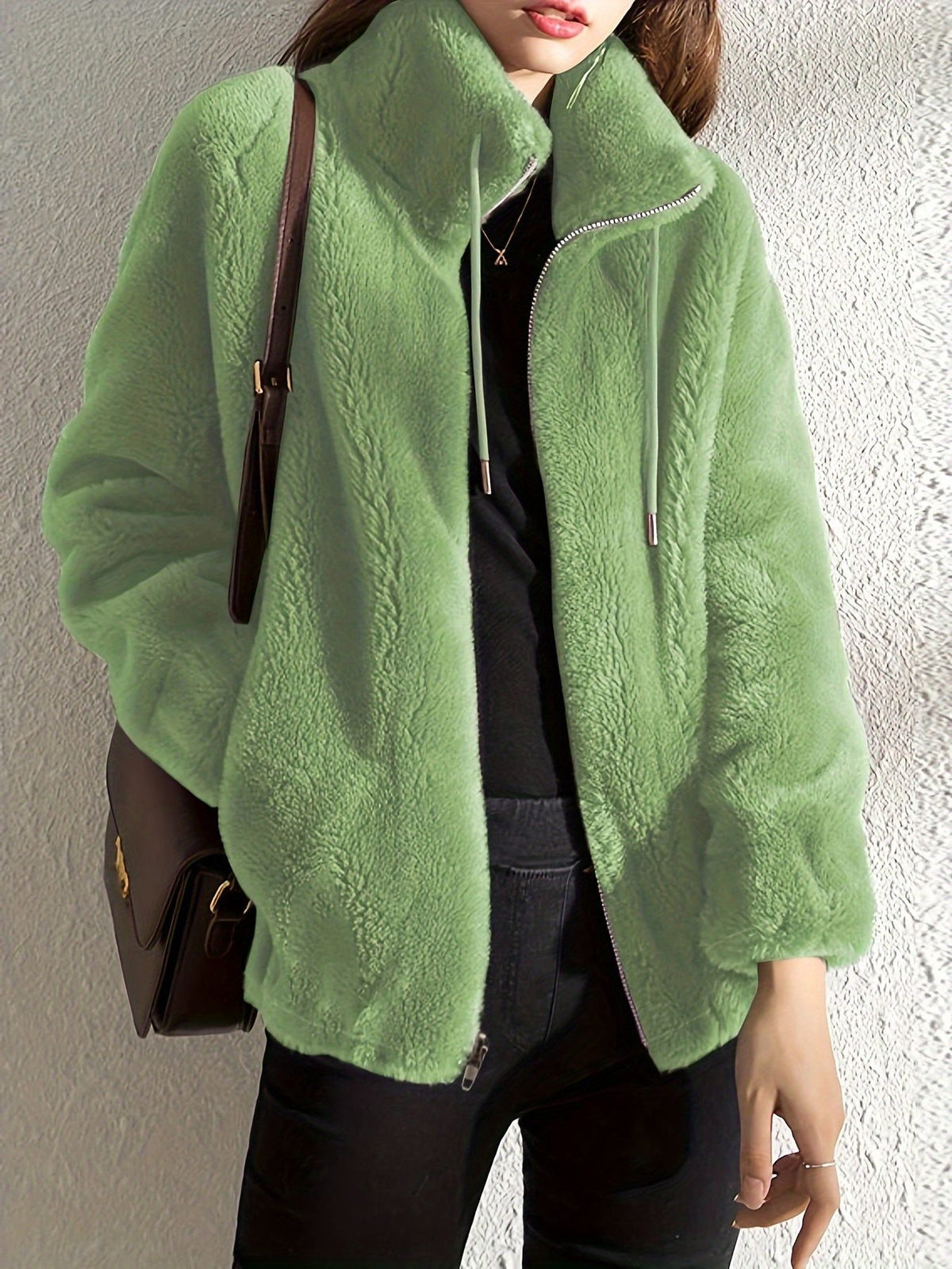 Fleece Zip-Up Jacket for Women - Green