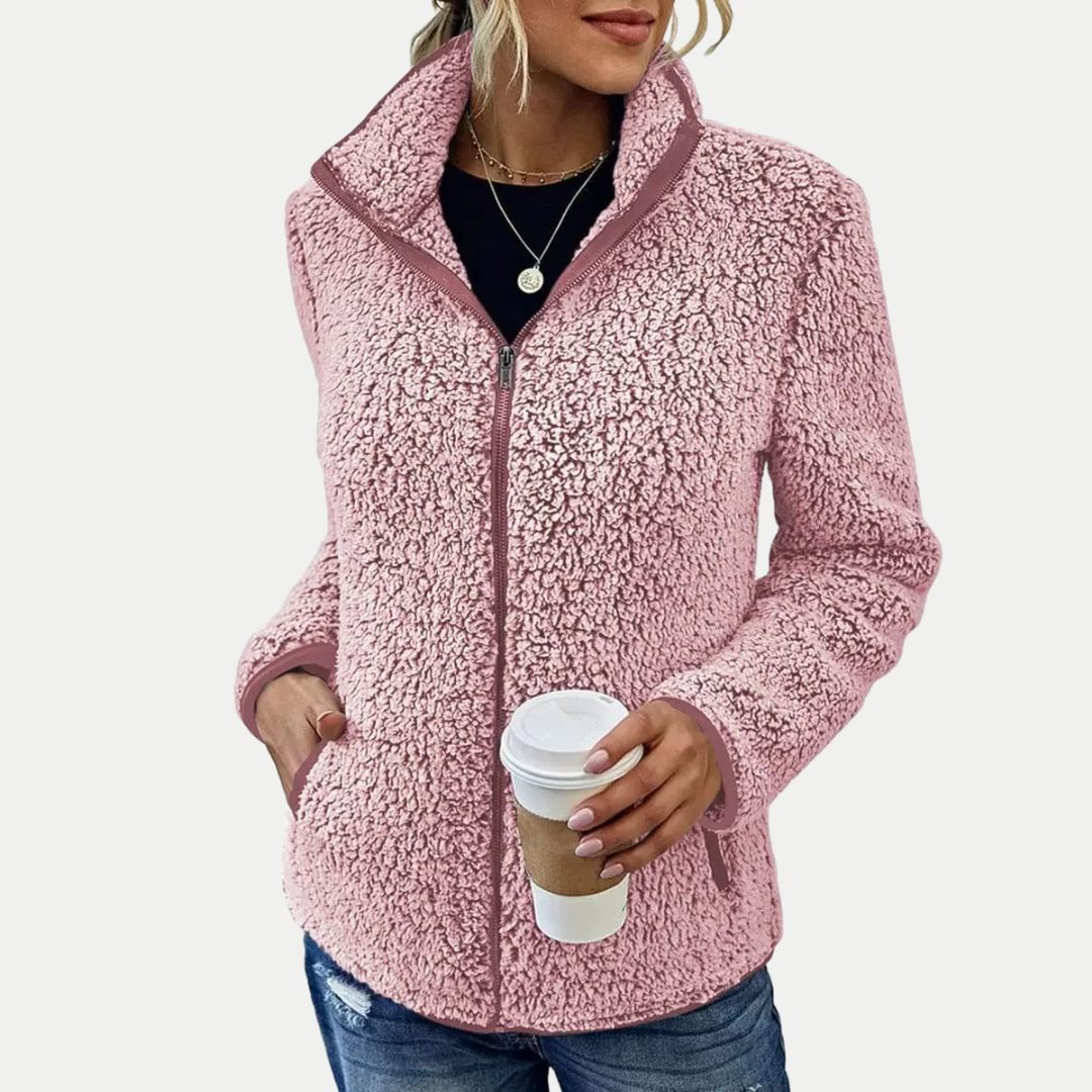Fleece Zip-Up Jacket for Women - Pink