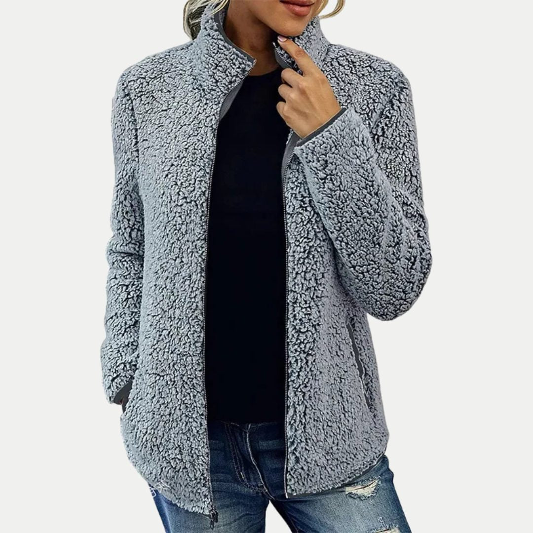 Fleece Zip-Up Jacket for Women - Grey
