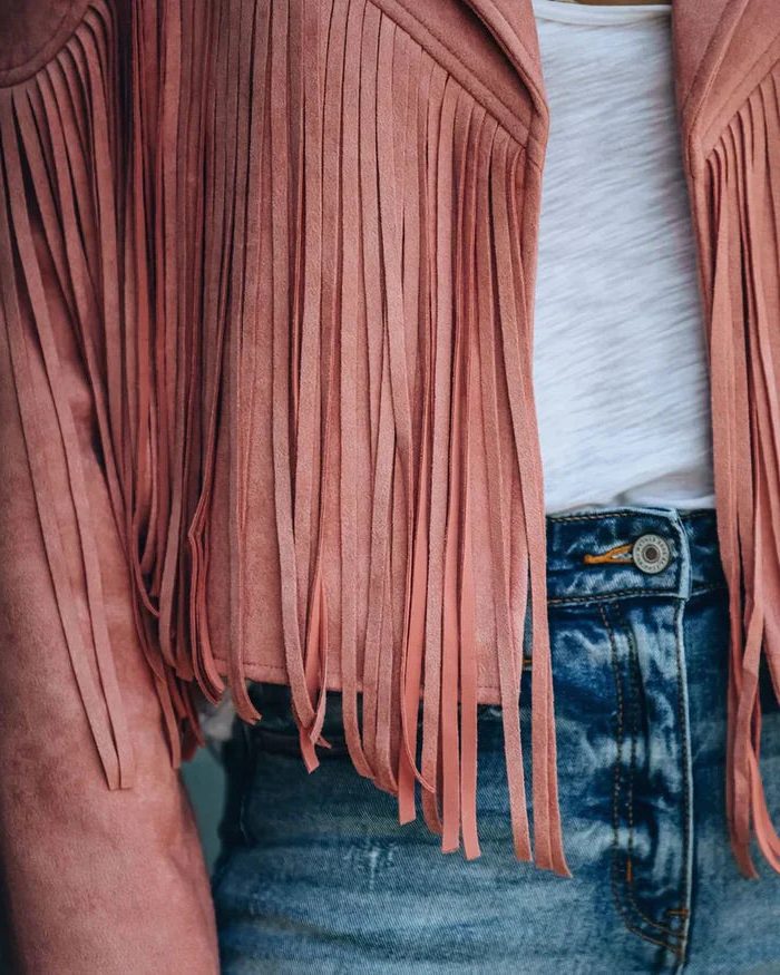 Fringe Cropped Blazer Jacket for Women - View 10
