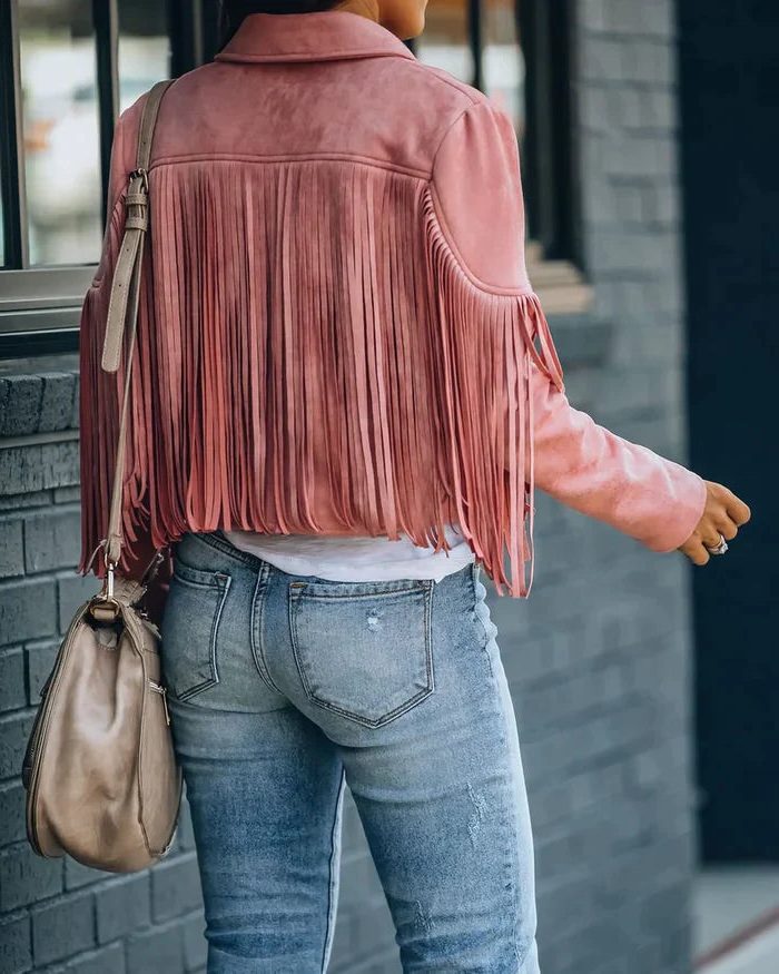 Fringe Cropped Blazer Jacket for Women - View 12