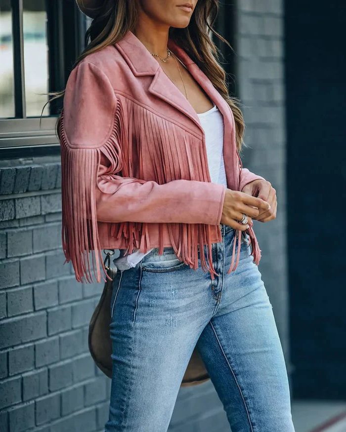 Fringe Cropped Blazer Jacket for Women - View 13