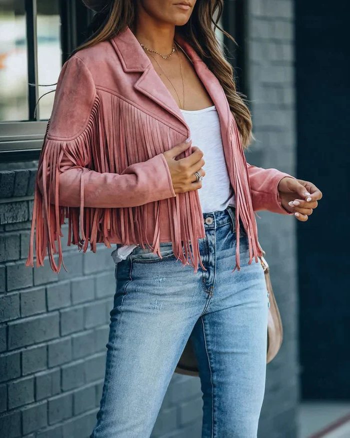 Fringe Cropped Blazer Jacket for Women - View 14