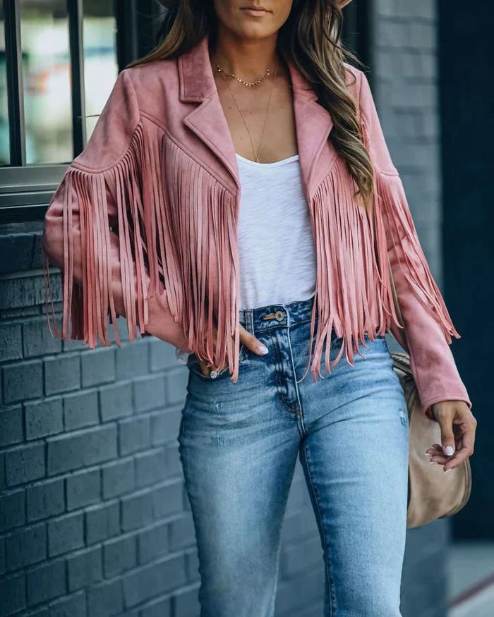Fringe Cropped Blazer Jacket for Women - View 15