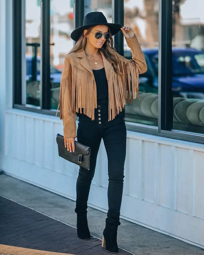 Fringe Cropped Blazer Jacket for Women - View 17