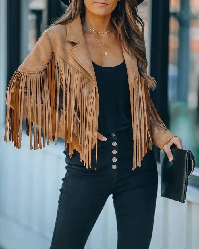 Fringe Cropped Blazer Jacket for Women - View 19