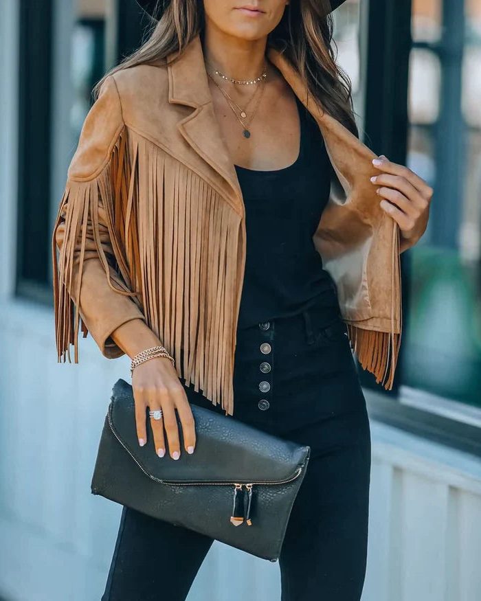 Fringe Cropped Blazer Jacket for Women - View 20