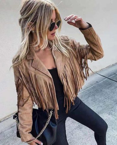 Fringe Cropped Blazer Jacket for Women - View 21