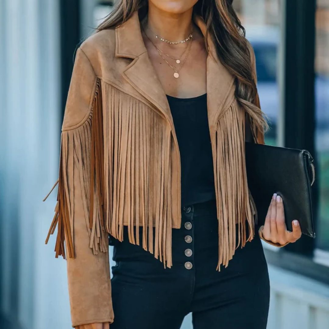 Fringe Cropped Blazer Jacket for Women - View 22