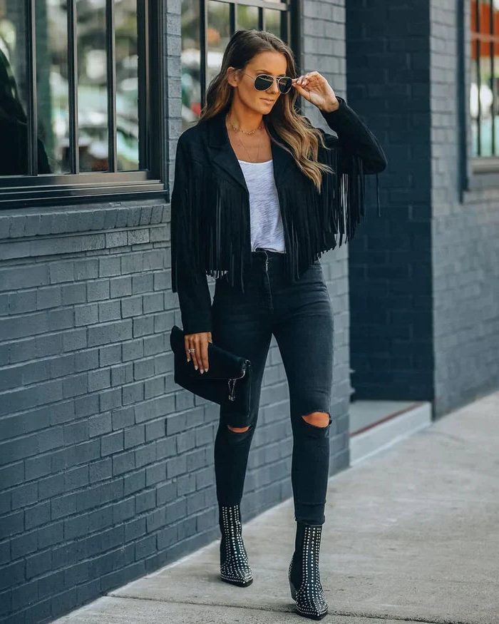 Fringe Cropped Blazer Jacket for Women - View 4
