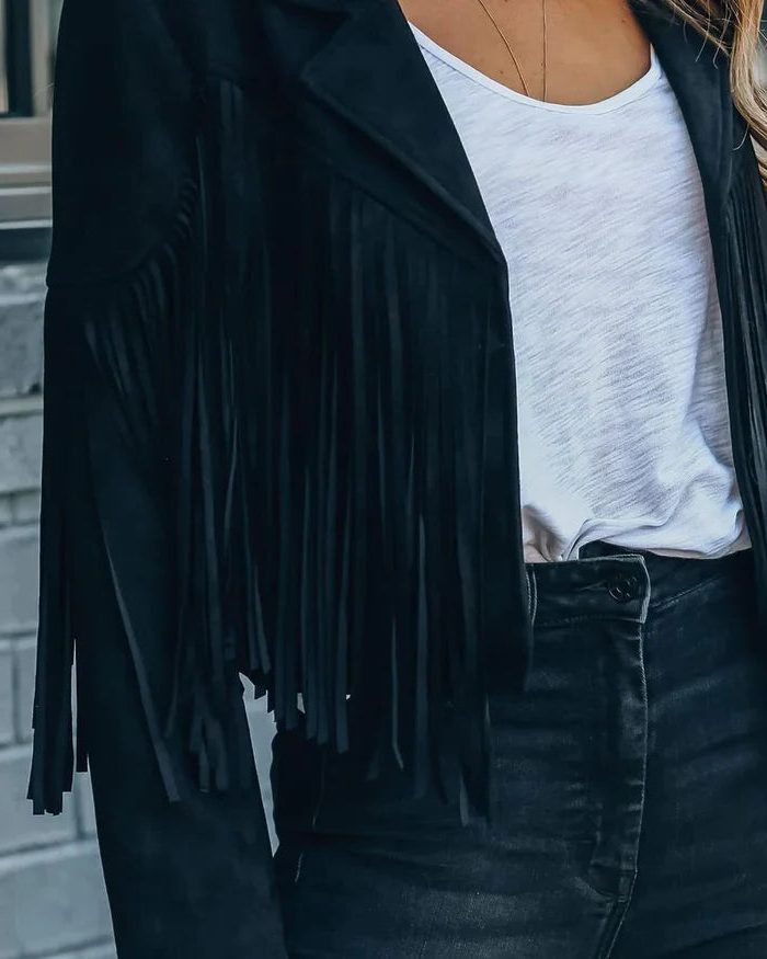 Fringe Cropped Blazer Jacket for Women - View 5