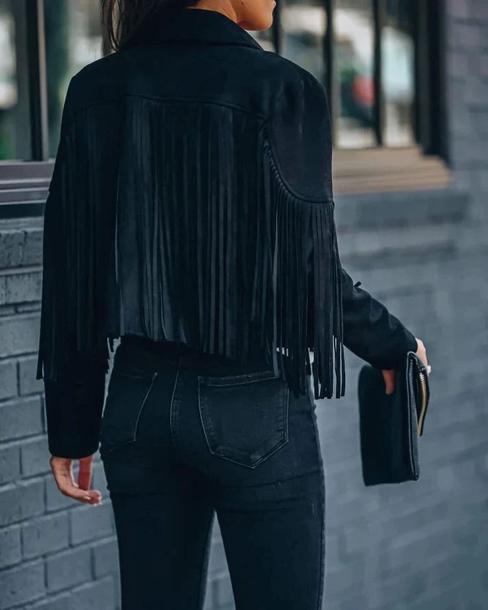 Fringe Cropped Blazer Jacket for Women - View 6