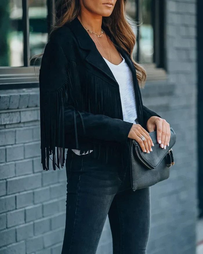 Fringe Cropped Blazer Jacket for Women - View 7