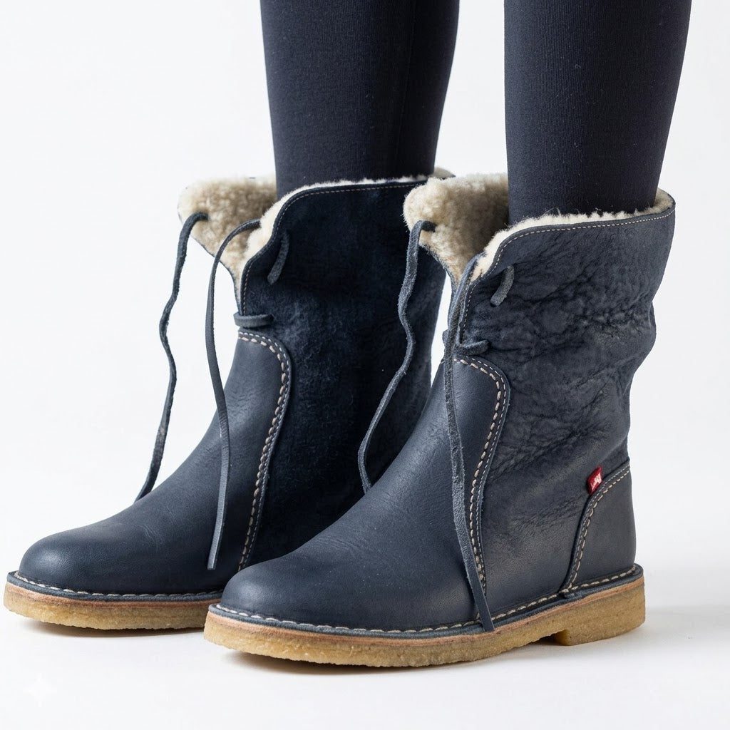 Fur-Lined Lace-Up Winter Boots for Women