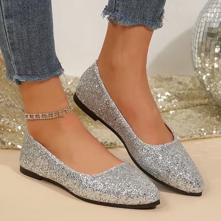 Glitter Pointed Toe Court Shoes for Women - View 4