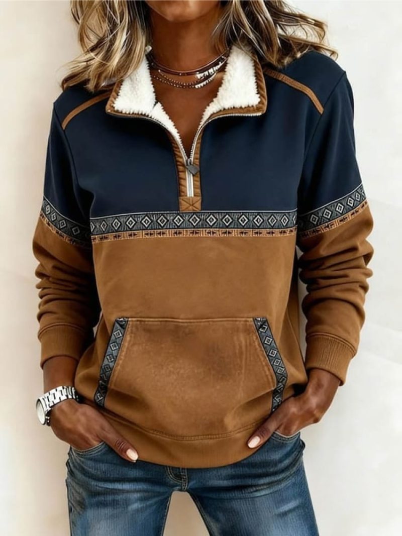 Half-Zip Collared Fleece Pullover for Women