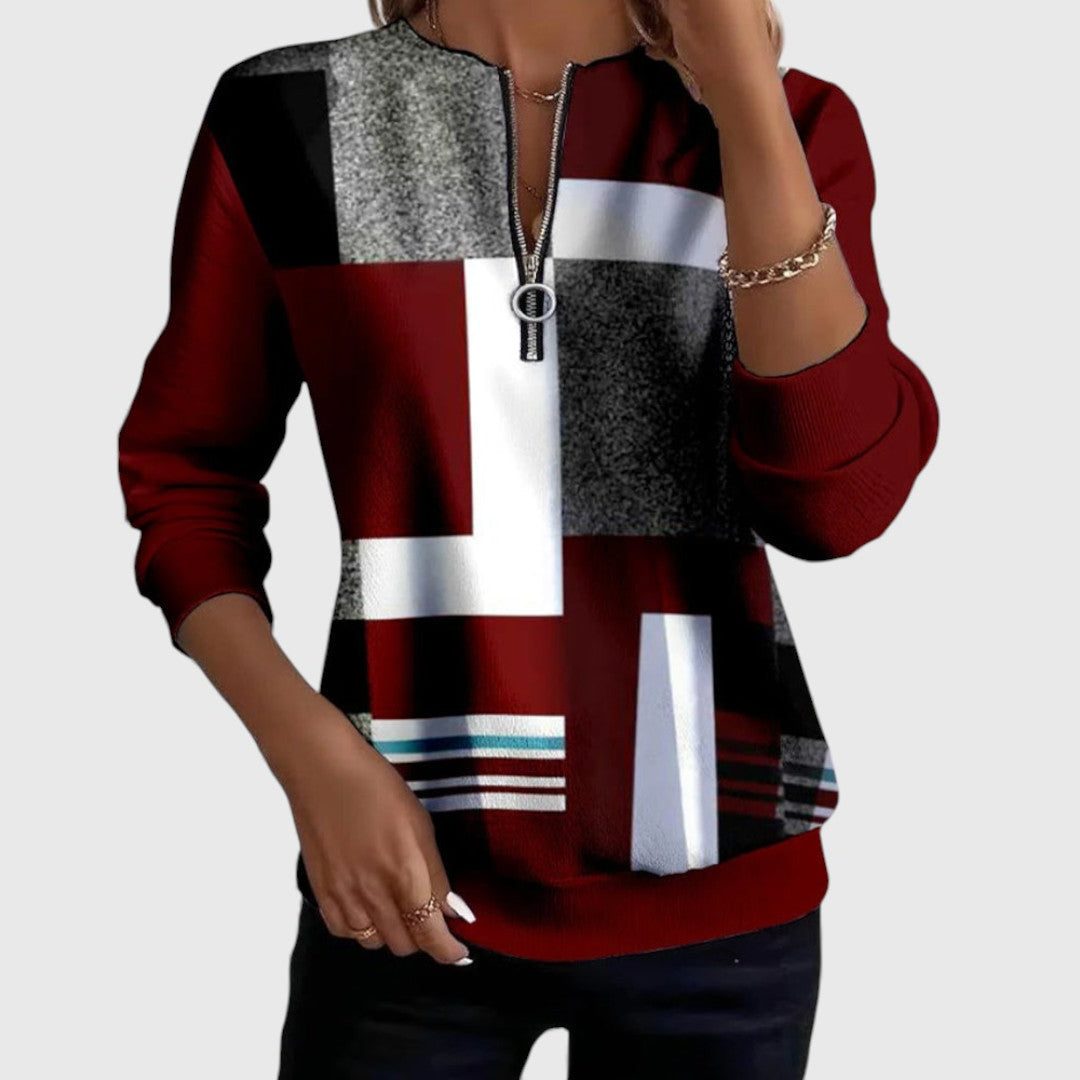 Half-Zip Color Block Jumper for Women