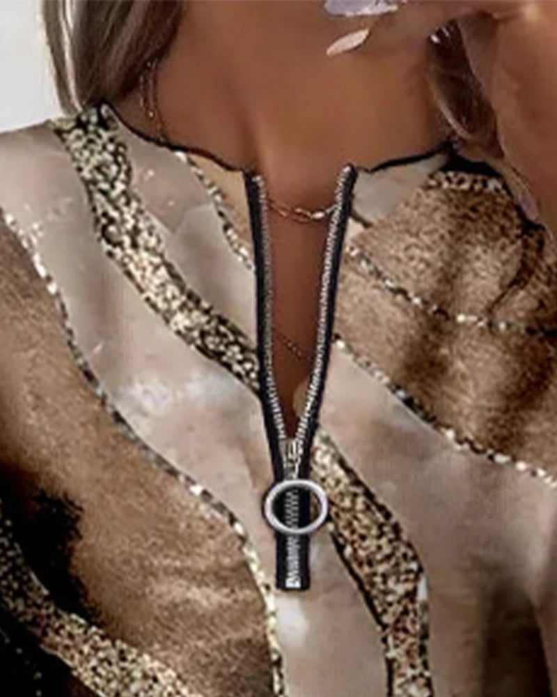 Half-Zip Sweatshirt with Sequin Print for Women - View 5