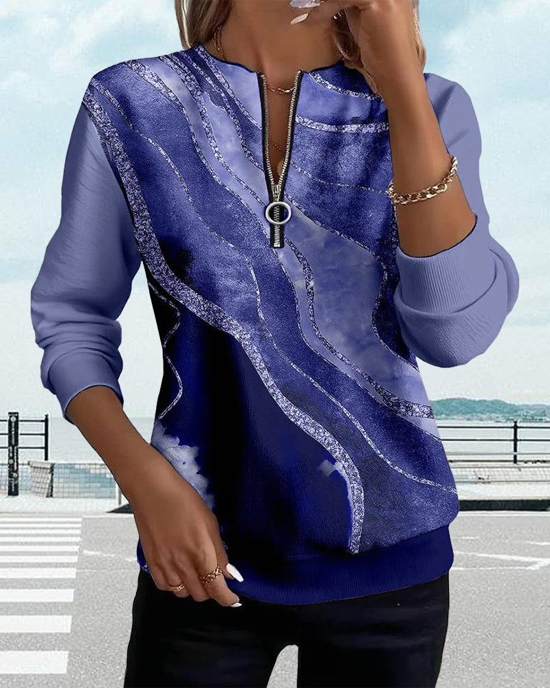 Half-Zip Sweatshirt with Sequin Print for Women - View 6