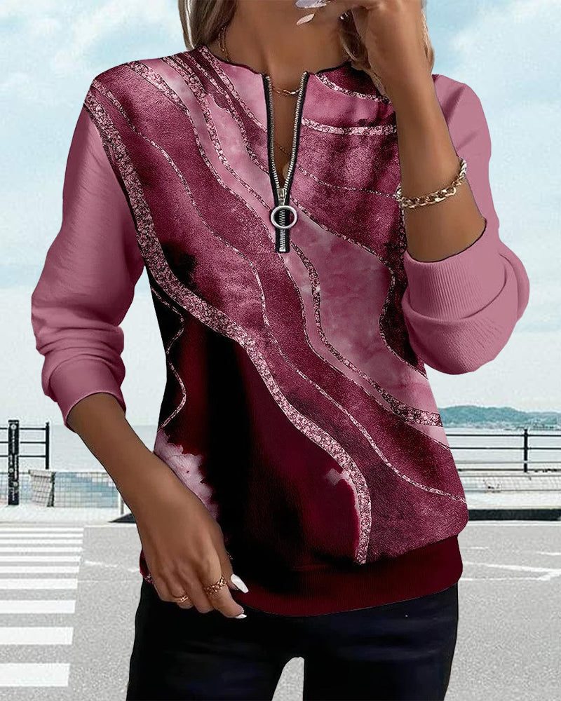 Half-Zip Sweatshirt with Sequin Print for Women - View 9