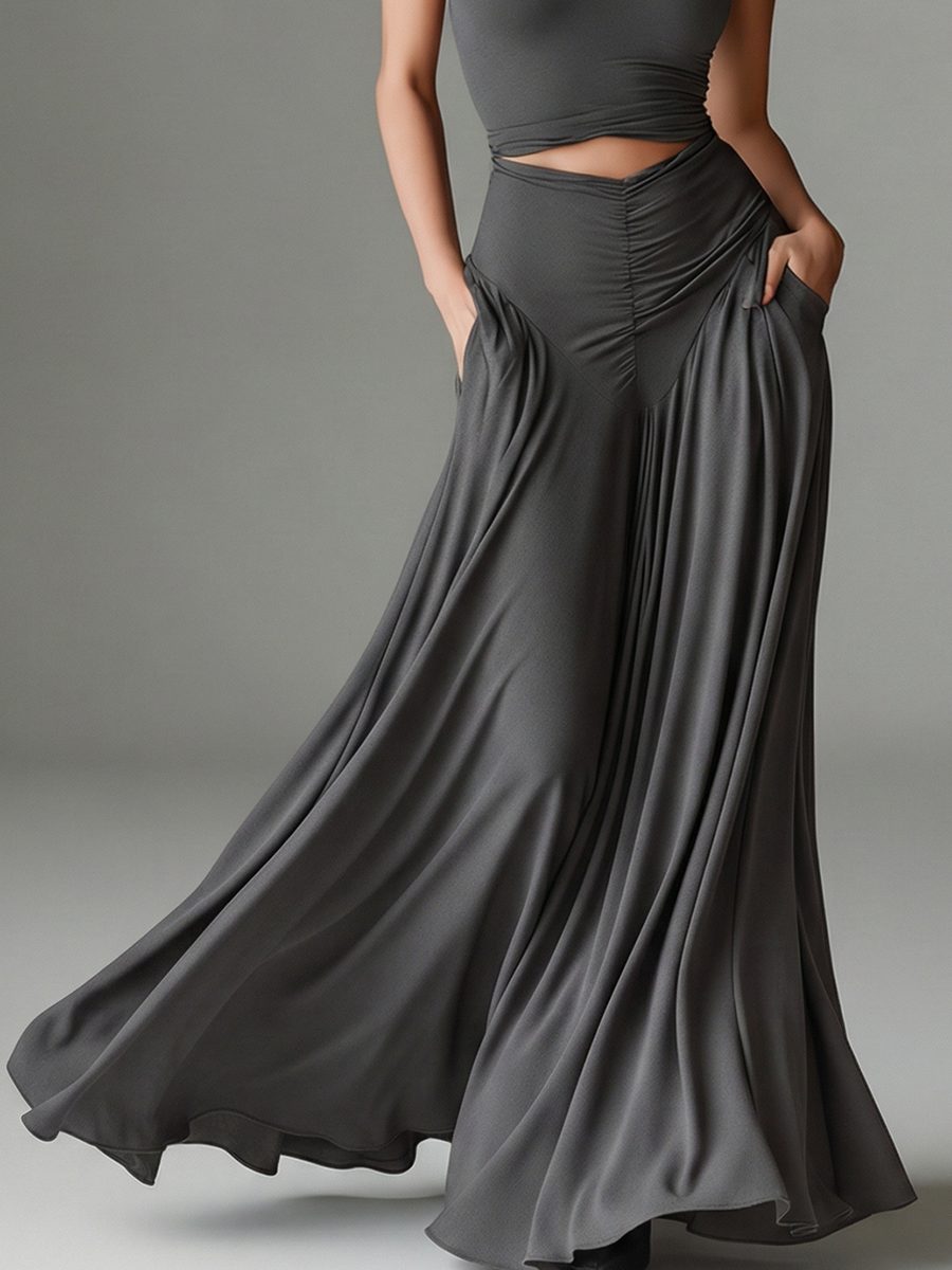 Halter Neck Maxi Dress with Cutout Waist for Women - View 4