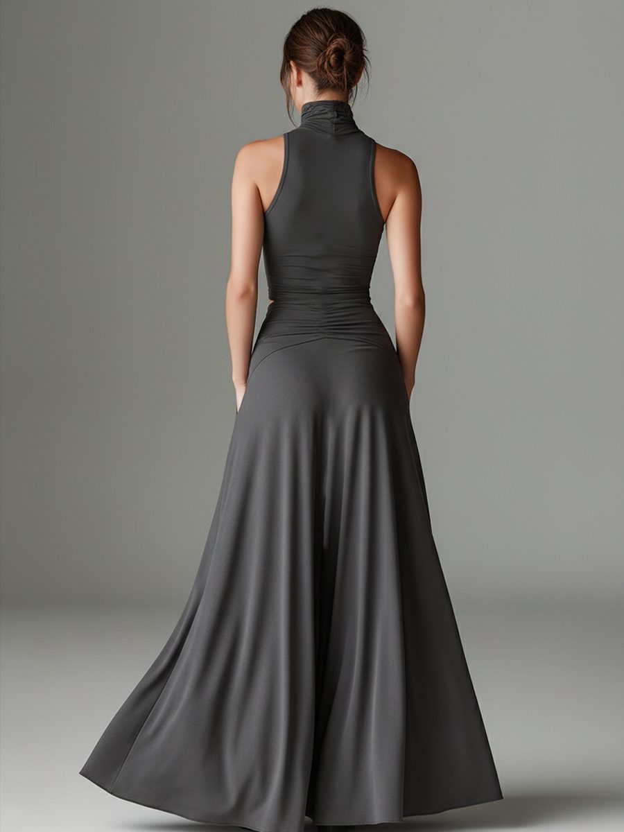 Halter Neck Maxi Dress with Cutout Waist for Women - View 6