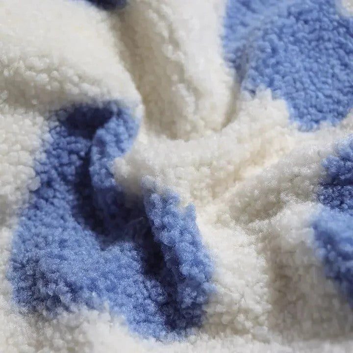 Heart Print Zip-Up Fleece Jacket for Women - View 9