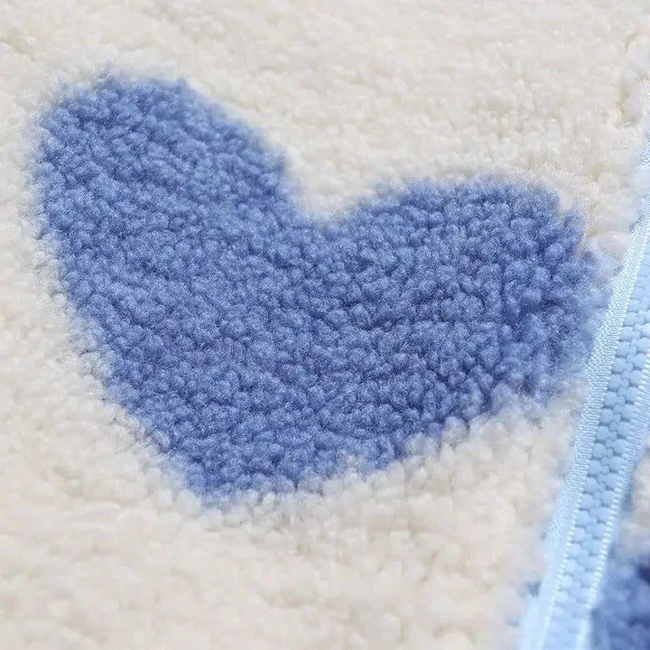 Heart Print Zip-Up Fleece Jacket for Women - View 4