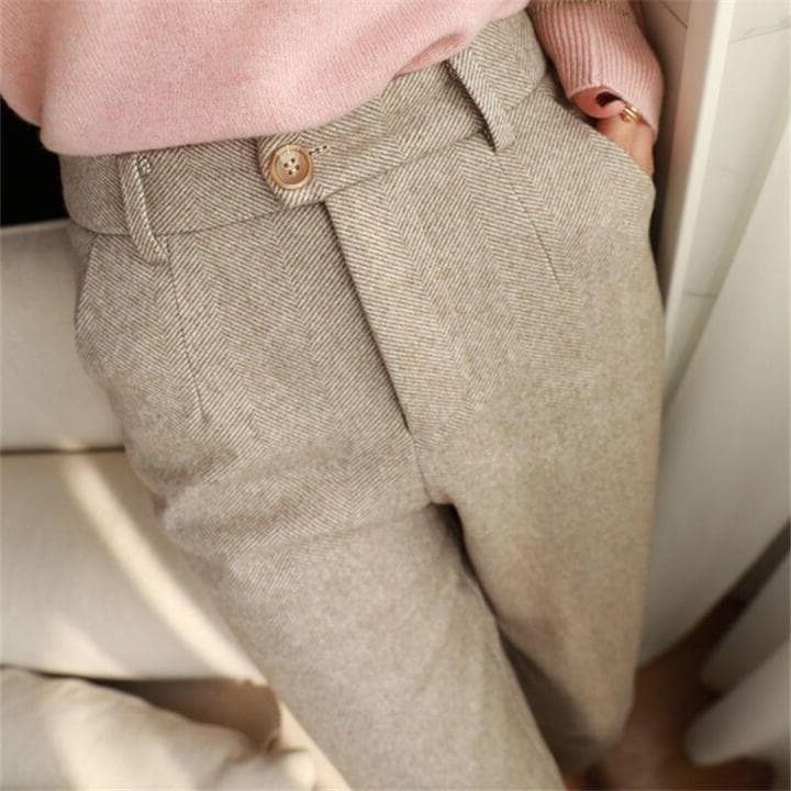 Herringbone Pleated Trousers for Men