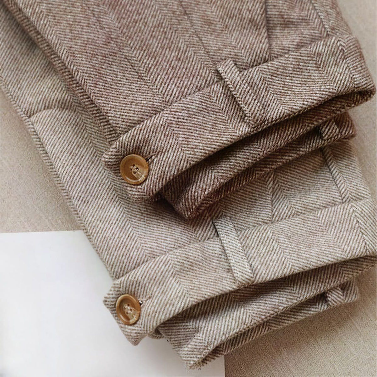Herringbone Pleated Trousers for Men - View 5