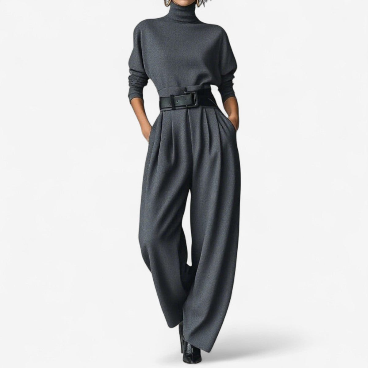 High Waist Wide Leg Jumpsuit for Women - Gray