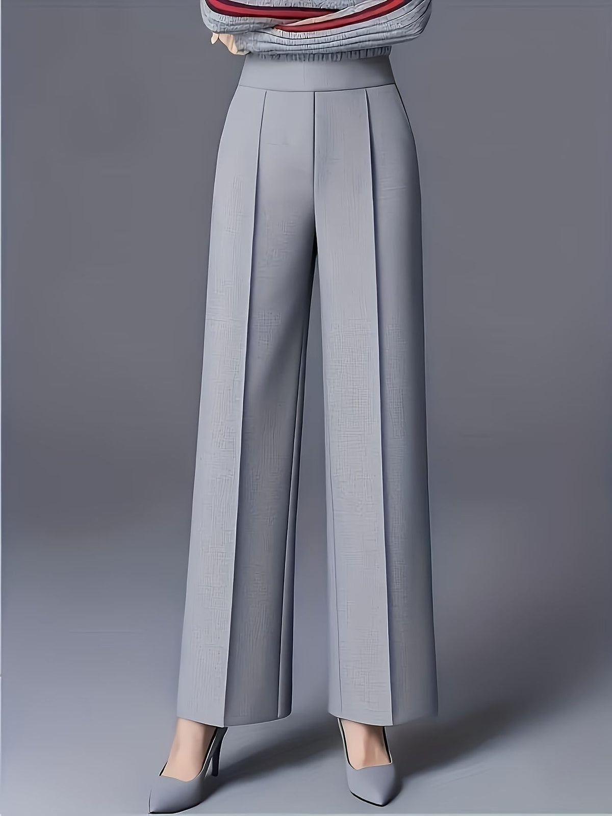 High-Waisted Wide Leg Trousers for Women - Gray