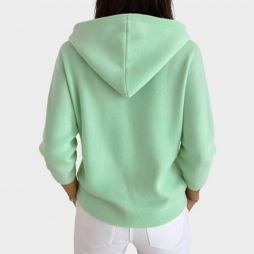 Hooded Button-Down Cardigan with Long Sleeves for Women - View 2